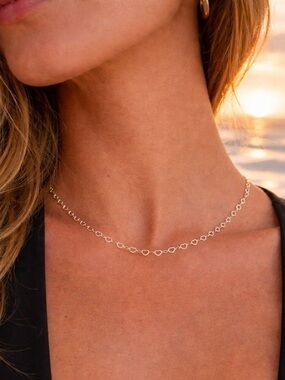 3mm Silver Heart Link Chain Custom Necklace (S925)